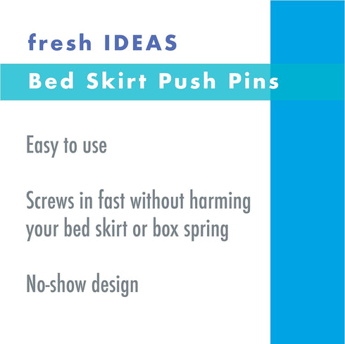 FRESH IDEAS Dust Ruffle, Spiral Push Pins to Keep Skirt in Place, Bedding Accessories, Set of 12, White