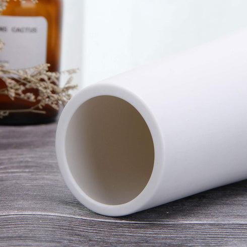 VanEnjoy 7" High Minimalist White Ceramic Vases - Home Office Decoration, Frosting Finish