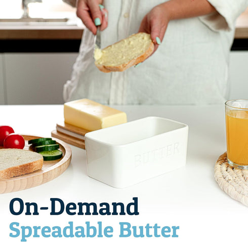 PriorityChef Large Butter Dish with Lid, Ceramic Butter Container with Airtight Cover for Counter or Fridge