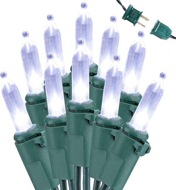 Brizled Christmas Lights, 33ft 100 LED Connectable Mini String Lights, 120V UL Certified Cool White for Indoor Outdoor