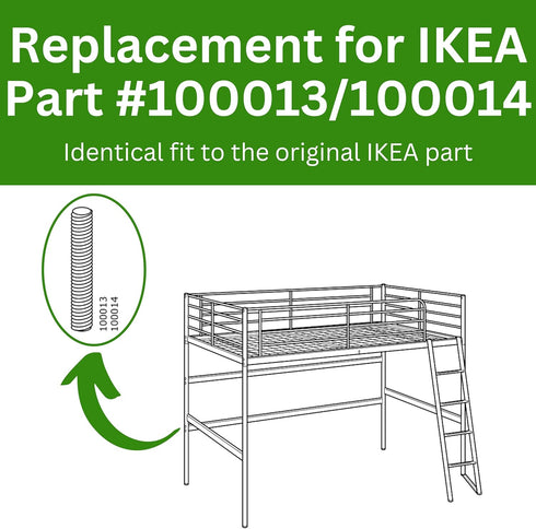 Spare Hardware Parts Bunk Bed Threaded Screw, Replacement for IKEA Part #100013/100014, Pack of 4