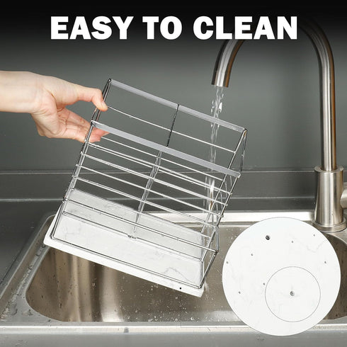 Utensil Holder for Kitchen Counter, Metal Rack with Salt and Pepper Shakers, Large Organizer