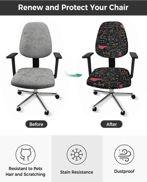 Office Chair Cover Education Protective Stretchable Universal Computer Chair Covers, Math Formula Doodle Slipcover