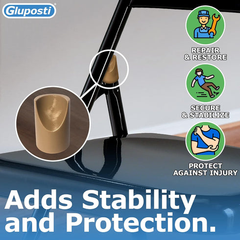 8 7/8 Inch Beige Folding Chair V-Tip Stabilizer Caps, ID - Heavy Duty Nylon End Caps, Non-Marring Round Top of Leg