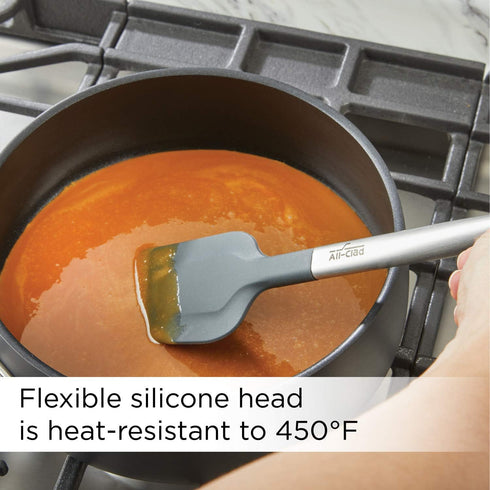 All-Clad Specialty Silicone Kitchen Gadgets Spatula Kitchen Tools, Silver Stainless Steel and Black