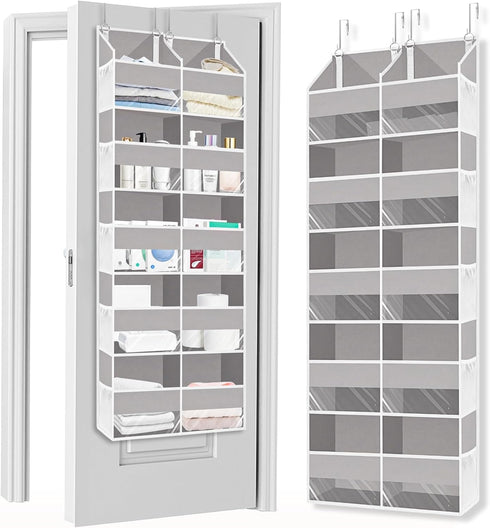 Over The Door Organizer, 5 Tiers with 10 Compartments, 50 lbs Capacity for Closet, Diaper Organizer, Light Gray