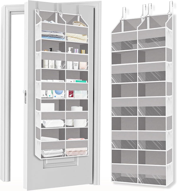 Over The Door Organizer, 5 Tiers with 10 Compartments, 50 lbs Capacity for Closet, Diaper Organizer, Light Gray