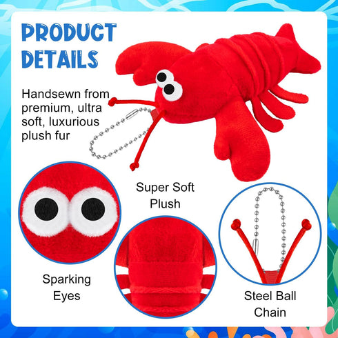 SYWHXY 12Pack Backpack Lobster Toy Cute Plush Lobster Stuffed Animal Crab Doll for Kids, Soft Mini Plush Stuffed