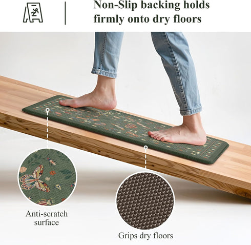 17.3''x29''+17.3''x59'', Set LEEVAN Anti Fatigue Mats for Kitchen Floor Non-Slip, Cushioned Kitchen Mats for Floor