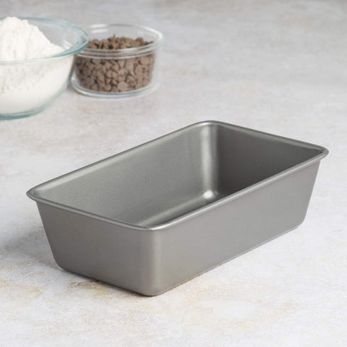 Cooking Light Heavy Duty Nonstick Bakeware Carbon Steel Bread Pan, 9.25-Inch x 5.25-Inch, Quick Release Coating, Gray