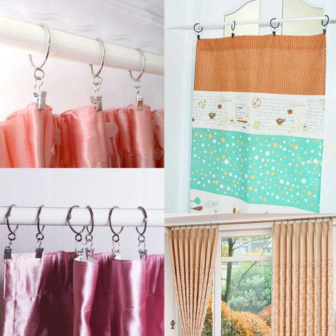 JANYUN 120 Pack Heavy-Duty Hook Clip Set, Metal Curtain Clips for Home Party Decoration, Silver
