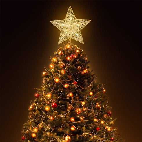 Cabilock Tree Topper Star - Christmas LED Star Tree Topper, Battery Operated Sparkly Ornament for Treetop Decoration