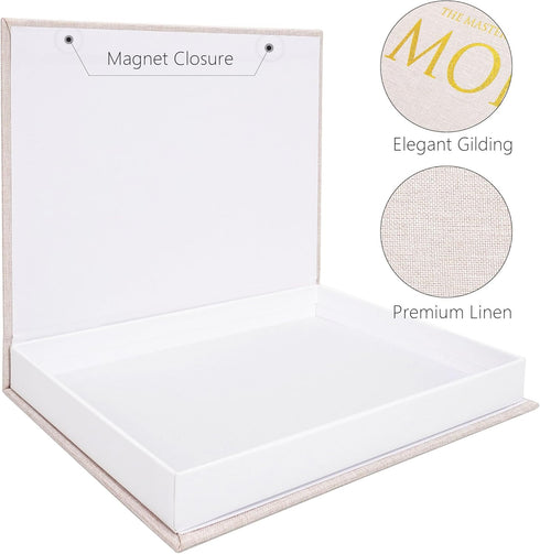 Set 2, Decorative Book Storage Box of Stylish Decorative Books, Linen Faux Book Storage Box for Bookshelf, Coffee