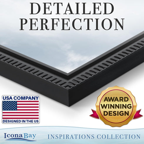 Icona Bay 5x7 Picture Frames, Black, 12 Pack, Beautifully Detailed Molding, Contemporary Set for Wall Mount or Table Top