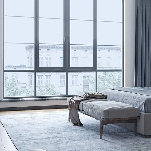 WPCTEV One Way Mirror Window Film - Daytime Privacy Heat Control Non-Adhesive Tint for Home & Office Blue & Silver