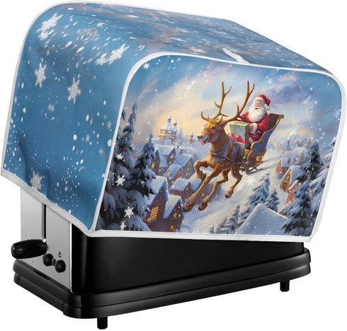 Santa Claus Deer Toaster Covers - 2 Slice Christmas Kitchen Dustproof Decorative Accessories with Top Hook