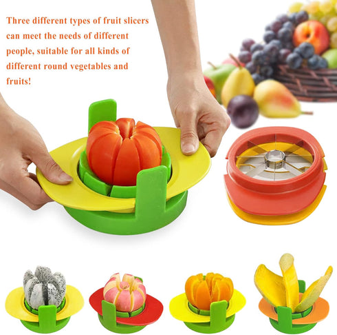 Fruit Cutter Slicer - 4 in 1 Apple Slicer with Vegetable Peeler & Cleaning Brush, Stainless Steel Heavy Duty Cutter for