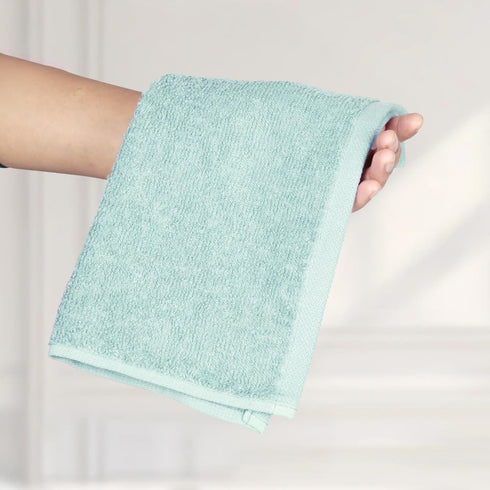 12 12 24-Pack Amazon Basics Cotton Washcloths for Bathroom, Fast Drying, Extra Absorbent, x in, Seafoam Green, Ice