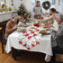 OurWarm Christmas Table Runners, Embroidered Poinsettia Holly Leaf Table Linens, 15 x 70 Inch