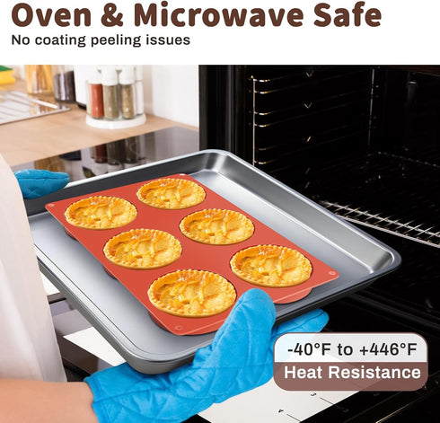 Ocmoiy 4 Inch Silicone Egg Molds, 3 Pack Non-Stick Jumbo Muffin Top Pans for Baking Hamburger Buns and Tarts