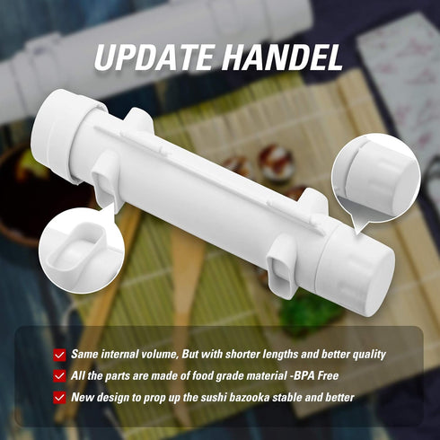 ISSEVE Sushi Making Kit, Sushi Bazooka Maker with Bamboo Mats, Chopsticks, Paddle, Spreader, Knife, DIY Roller Machine