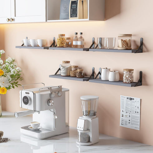16.5 Inch (Set 6 YGEOMER Floating Shelves for Wall, Farmhouse Wall Shelves for Bedroom, Bathroom Storage, Living Room