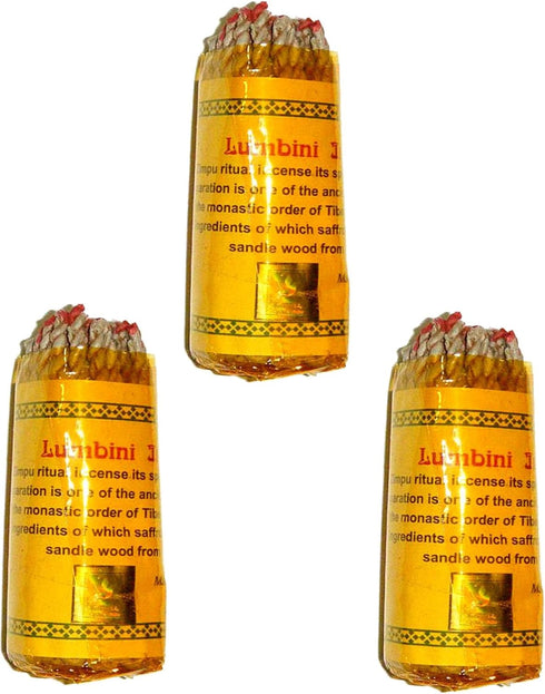 Tibetan Lumbini Rope Incense - 3 Packs, 45 Sticks Per Pack, 3.5" Length