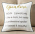 FAVDEC Embroidered Grandma Definition Decorative Throw Pillow Cover, Gift to Grandma 18 Inches