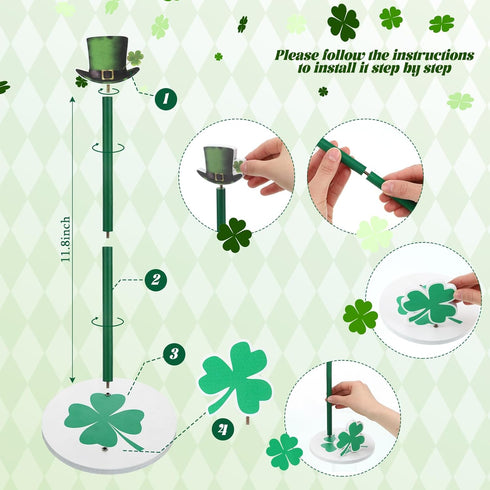 Namalu St. Patrick's Day Shamrock Paper Towel Holder with Round Base Rustic Shamrock Decor for Kitchen and Bathroom Fun Paper Towel Holder Kitchen Paper Towel Dispenser for Countertop Women Toilet