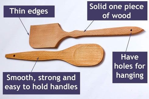 Nonstick Wooden Spoons for Cooking, 5 European Premium Spoons Set, 100% Healthy and Natural Wooden Utensils