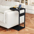 Vovonusy ET-YB-BK1 Wood Pedestal Small Sofa Side Table for Couch, Tall Nightstand, C Shaped End Table, TV Trays