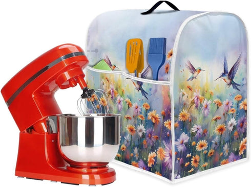 Hummingbird Daisy Dust Cover for Stand Mixer, Kitchen Appliance Cover with Handle and Storage Pocket