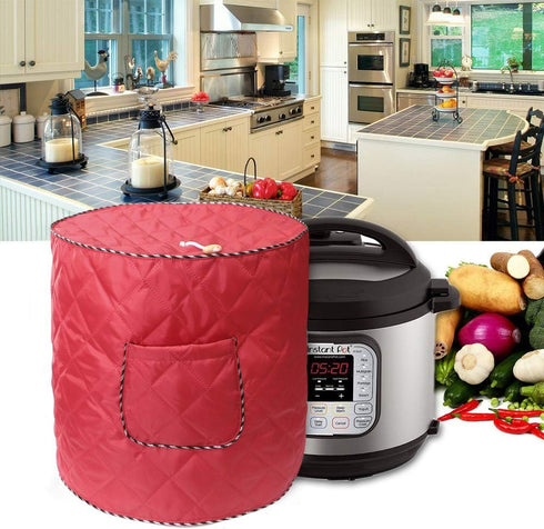 Air Fryer Cover for 6 Quart Instant Pot and Electric Pressure Cooker with Pocket, Dust-Proof Cover (Red)