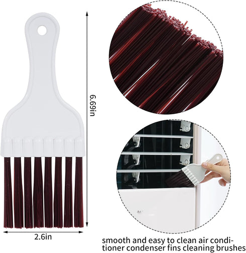 5 Pcs Air Conditioner Fin Cleaner Set, 3 Fin Combs, Condensers Fin Straighteners, and 2 Condenser Brushes