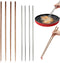 4 Pcs Long Cooking Chopsticks, Reusable Stainless Steel and Natural Wooden Extra Long for Hot Pot Cooking