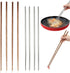 4 Pcs Long Cooking Chopsticks, Reusable Stainless Steel and Natural Wooden Extra Long for Hot Pot Cooking