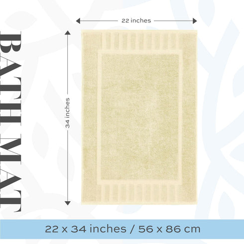 White Classic Luxury Bath Mat Set - 2 Pack Absorbent Cotton Hotel Spa Shower/Bathtub Mats 22"x34" | Beige