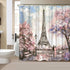 Paris Shower Curtain for Bathroom, Sakura Landscape Pink Romantic Waterproof Fabric 72x72 Inches with Hooks