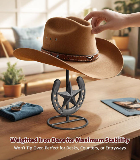 2 Packs, Hat Stand, Cowboy Hat Display, Western Table Decor, Metal Horseshoe Hat Stand, Cowboy Hat Holder, Cowboys