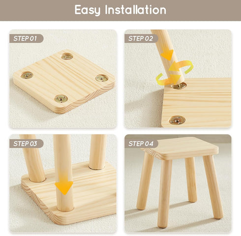 1 Pack Beright Wooden Step Stool for Kids, Children's Stool fit with Sensory Table, Sturdy Sitting Stool with Assembled