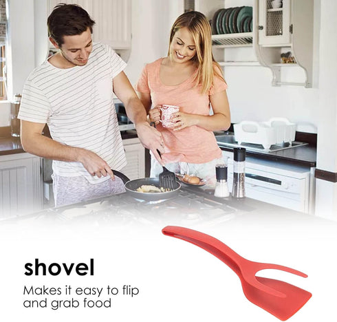 Egg Spatula, Grip and Flipp Tongs Spatula, 2 in 1 Omelette Clamp for Kitchen Cooking Tool for Eggs and Pancakes