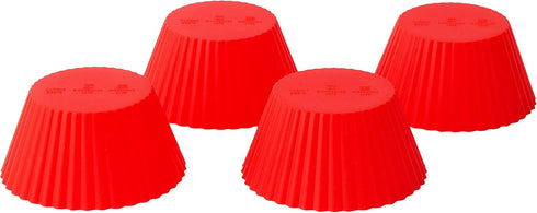 Fox Run Red Silicone Muffin and Cupcake Liners - Set of 12 Standard Size Wrappers