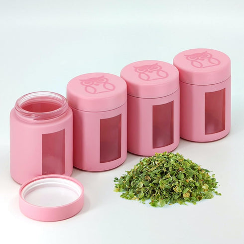Stash Jar Smell Proof Container (4 oz), Matte Pink Viewing Jars for Herbs, Spices, Coffee, Air Tight Storage
