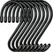 10 Pack Heavy Duty 5 Inch Large S Hooks for Hanging, Non-Slip Steel Metal Black Rubber S Hooks for Closet Plants