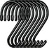 10 Pack Heavy Duty 5 Inch Large S Hooks for Hanging, Non-Slip Steel Metal Black Rubber S Hooks for Closet Plants