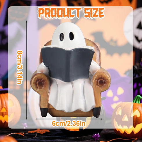 Ghost Reading Book Figurines Ghost Decor, Book Lovers Gifts for Readers Women Housewarming Gifts, Bookshelf Decor Desk