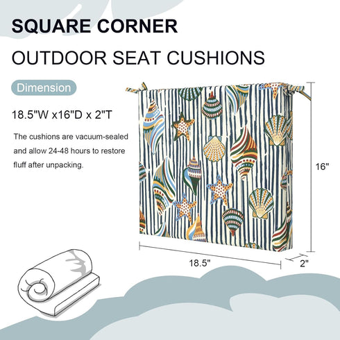Set 2 18.5"x16"x2" DYTXIII of Outdoor Chair Cushions, Water Resistant Square Seat Cushion for Patio Dining Chairs