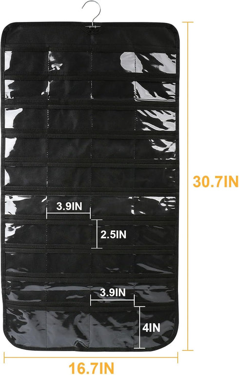 Luney Hanging Jewelry Organizer, 80 Pockets Earring Holder for Woman, Storage for Earrings, Necklaces, Bracelets (1PCS)