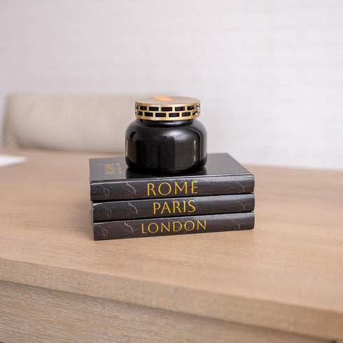 LAMOUR HOME DECOR Set 3 Books for Decoration - Home Decor Faux Book Stack with Gold Foil Stamping - Minimalist