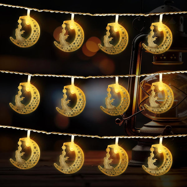 Hying Moon Star Ramadan Lantern Light - 9.8Ft Battery Operated LED Fairy String